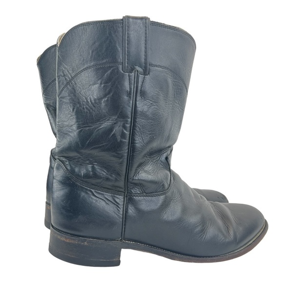 Justin Boots Ropers Collection Black Kipskin Western Boots - Picture 7 of 15